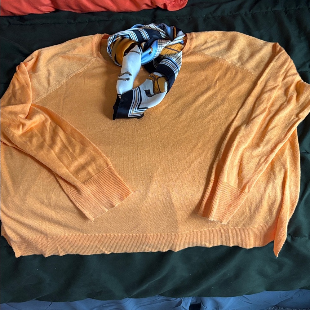 SOLD - XL Zara Fine Knit Sweater in Bright Orange/Tangerine
